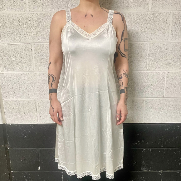 Vintage White Midi Slip Dress - Picture 1 of 6